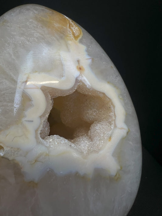 Polished Druzy Carnelian Geode Egg From Madagascar (Stand Included)