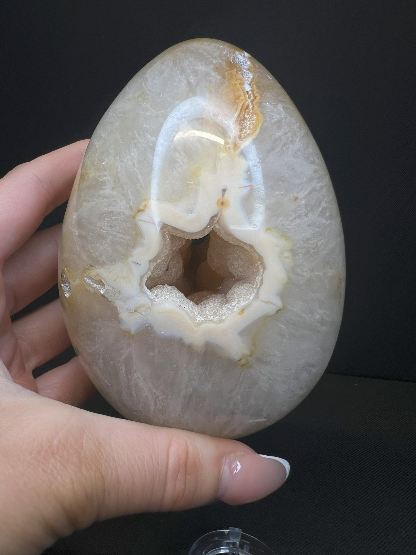 Polished Druzy Carnelian Geode Egg From Madagascar (Stand Included)