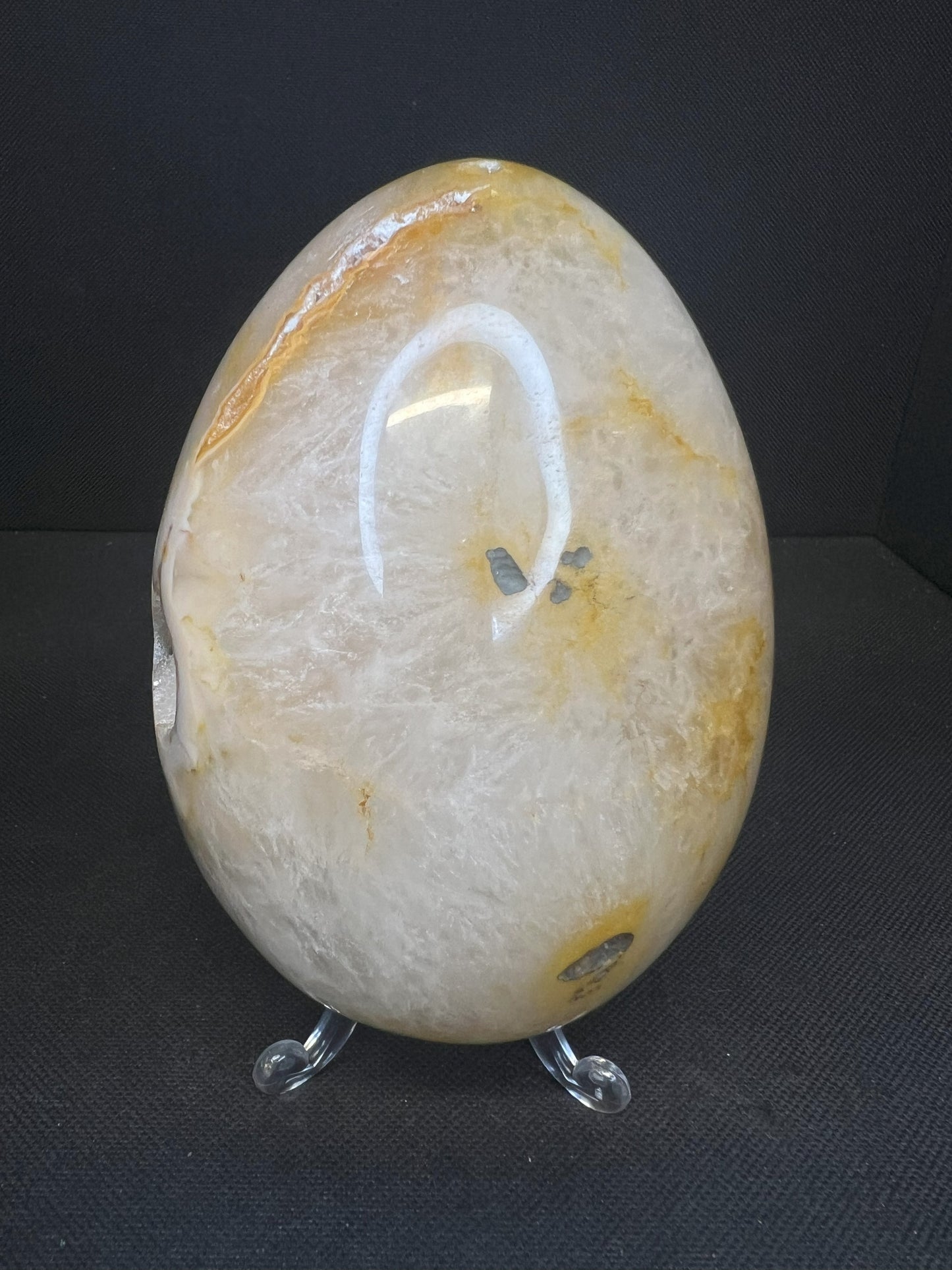Polished Druzy Carnelian Geode Egg From Madagascar (Stand Included)