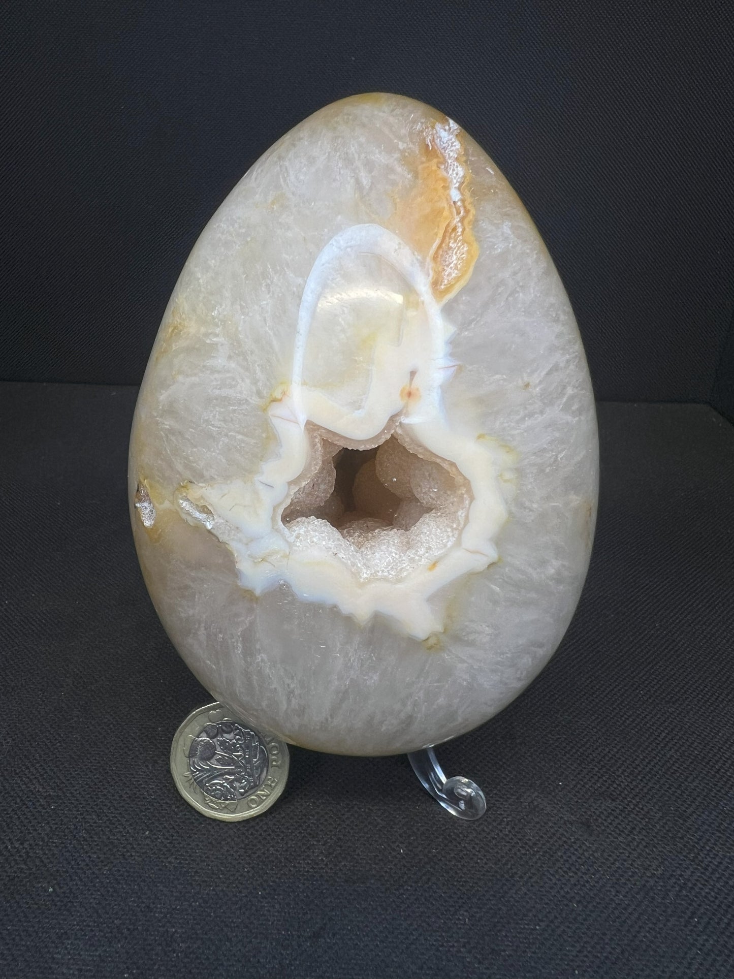 Polished Druzy Carnelian Geode Egg From Madagascar (Stand Included)