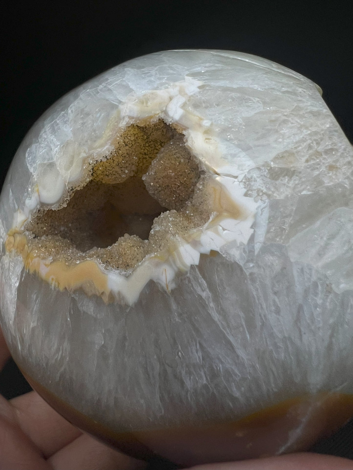 Polished Druzy Carnelian Geode Sphere From Madagascar (Stand Included)