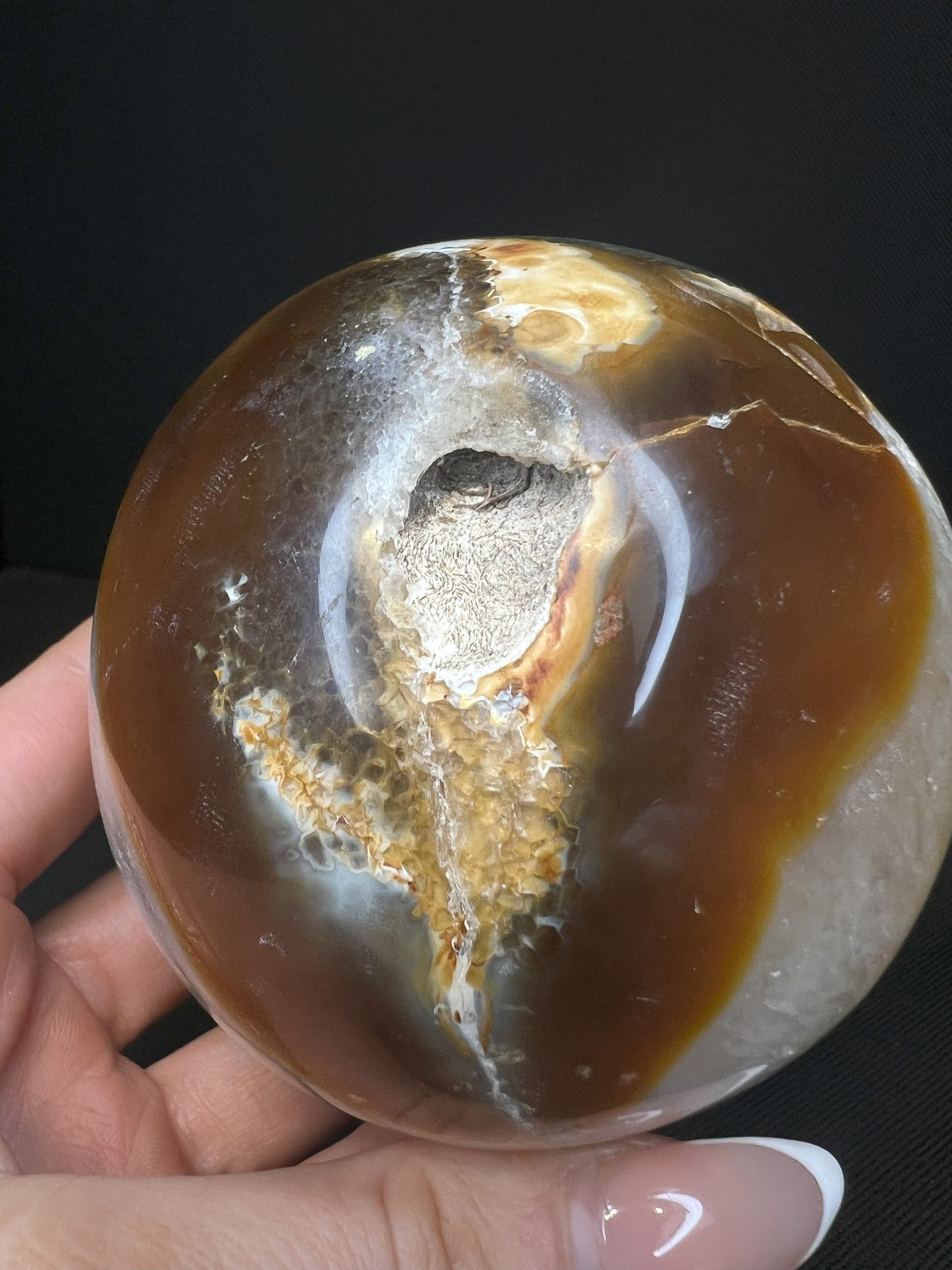 Polished Druzy Carnelian Geode Sphere From Madagascar (Stand Included)