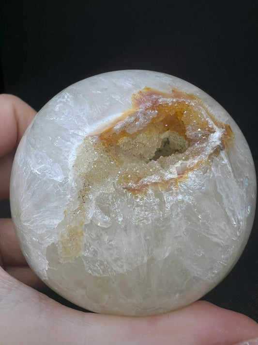 Polished Druzy Carnelian Geode Sphere From Madagascar (Stand Included)