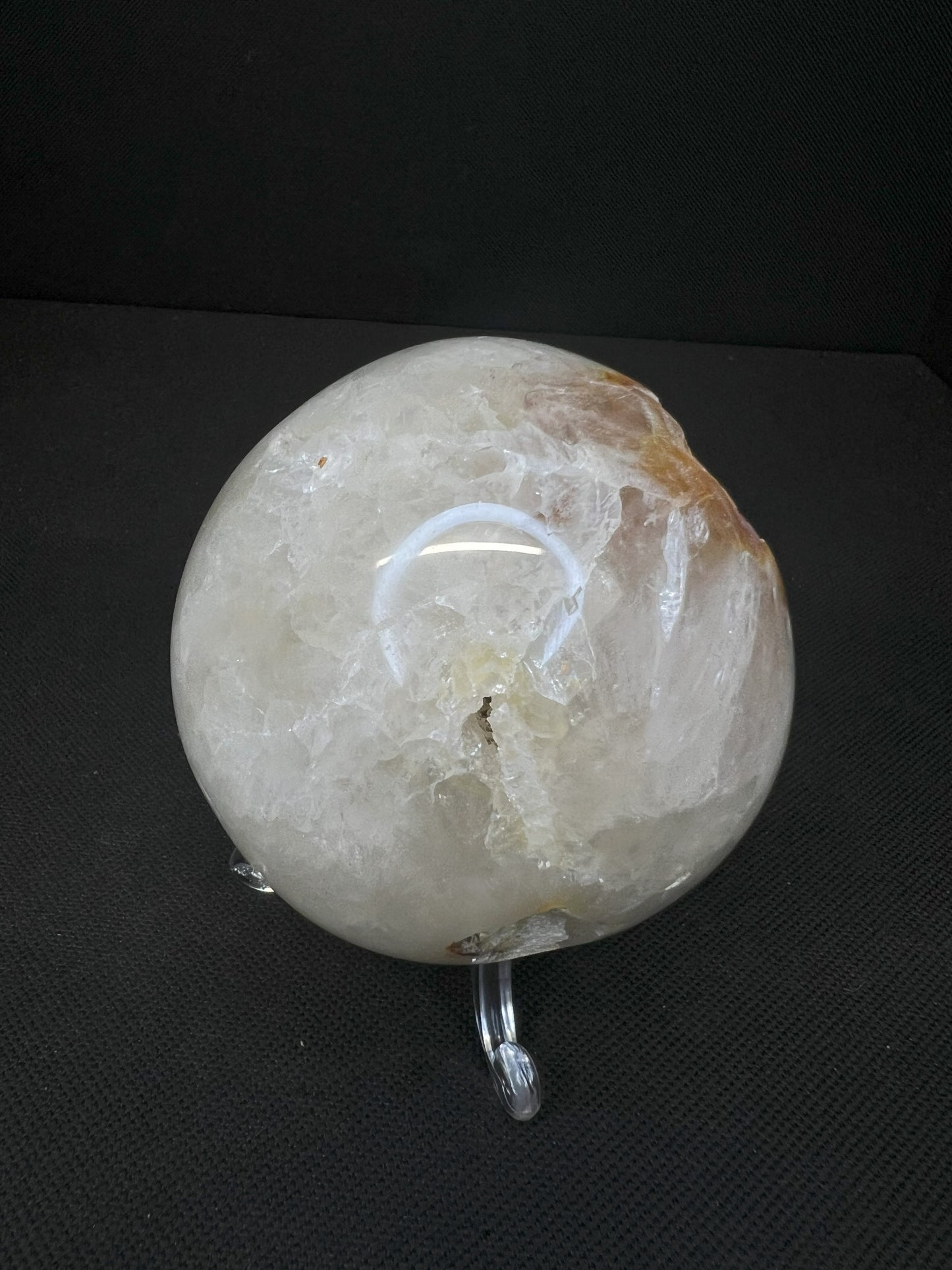 Polished Druzy Carnelian Geode Sphere From Madagascar (Stand Included)