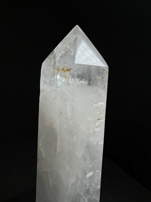 Outstanding Clear Quartz with Hematite inclusion Prism Point Free Standing Statement Piece Perfect Gift From Madagascar
