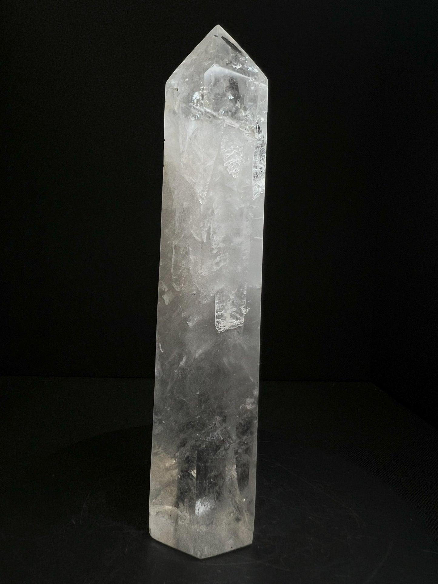 Outstanding Clear Quartz with Hematite inclusion Prism Point Free Standing Statement Piece Perfect Gift From Madagascar