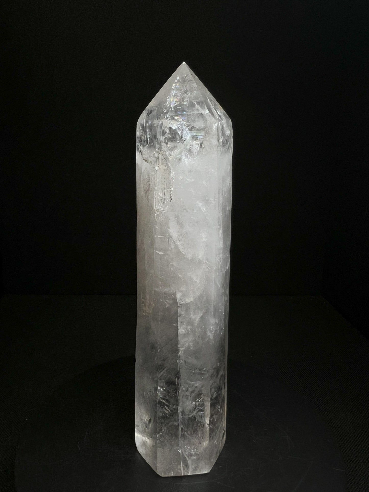 Outstanding Clear Quartz with Hematite inclusion Prism Point Free Standing Statement Piece Perfect Gift From Madagascar