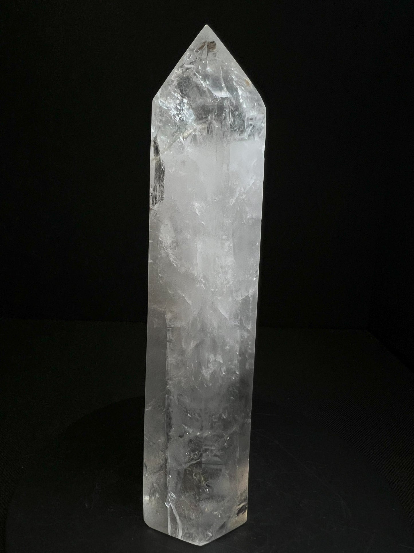 Outstanding Clear Quartz with Hematite inclusion Prism Point Free Standing Statement Piece Perfect Gift From Madagascar