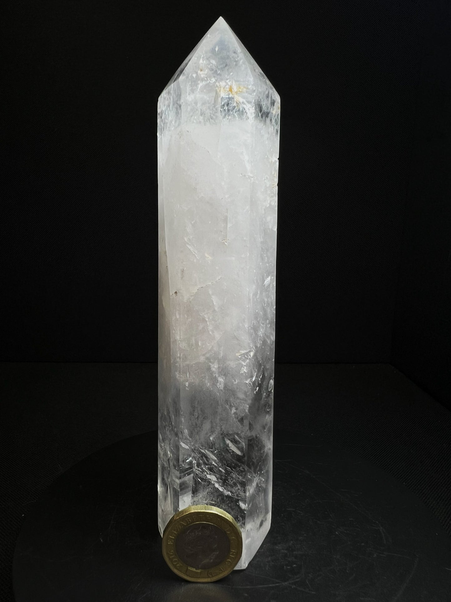Outstanding Clear Quartz with Hematite inclusion Prism Point Free Standing Statement Piece Perfect Gift From Madagascar