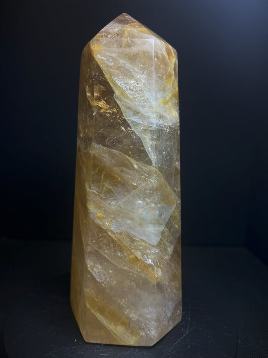 Outstanding Golden Healer Quartz Tower Point Prism Free Standing Perfect Gift Statement Piece From Madagascar