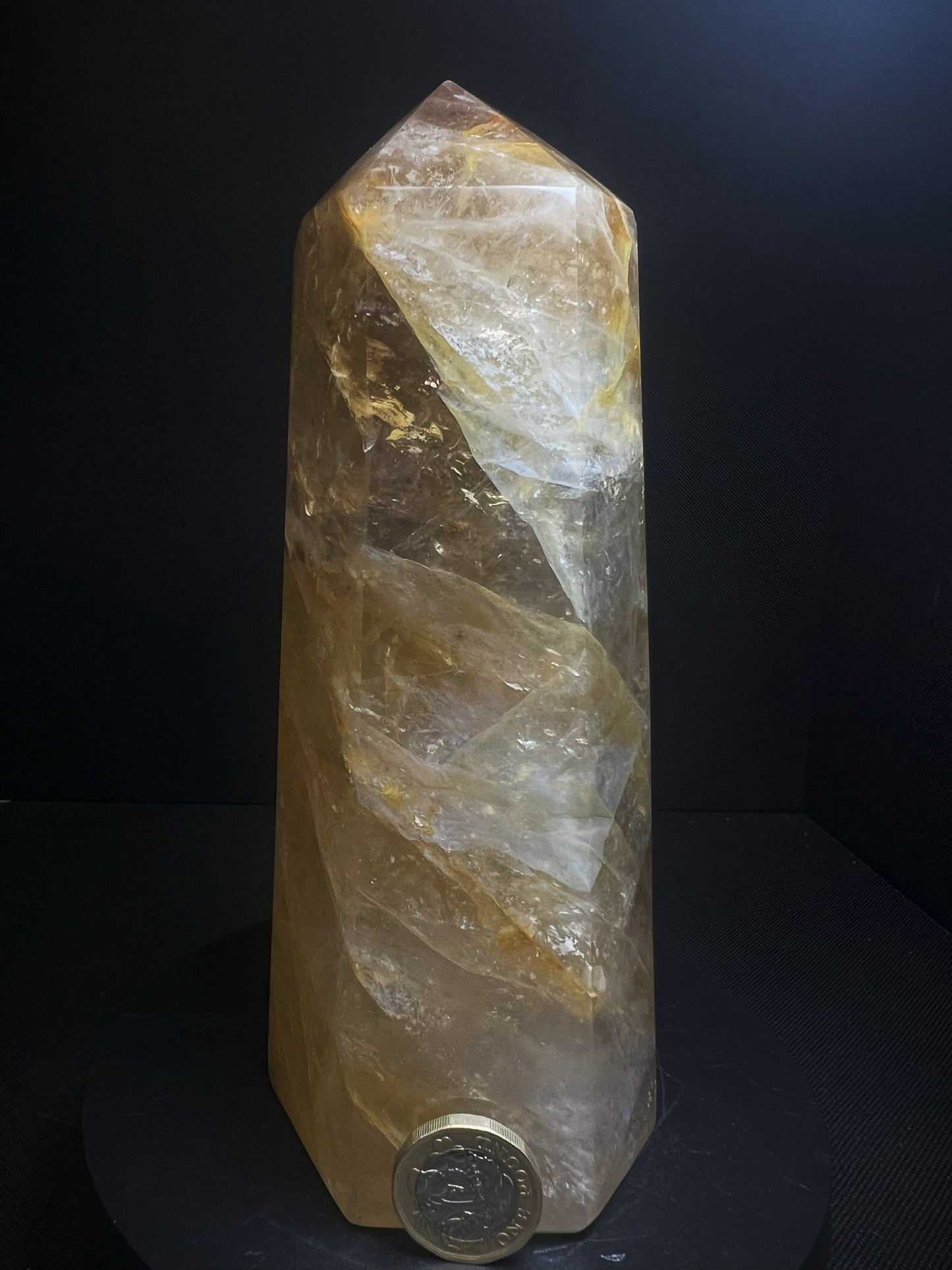 Outstanding Golden Healer Quartz Tower Point Prism Free Standing Perfect Gift Statement Piece From Madagascar