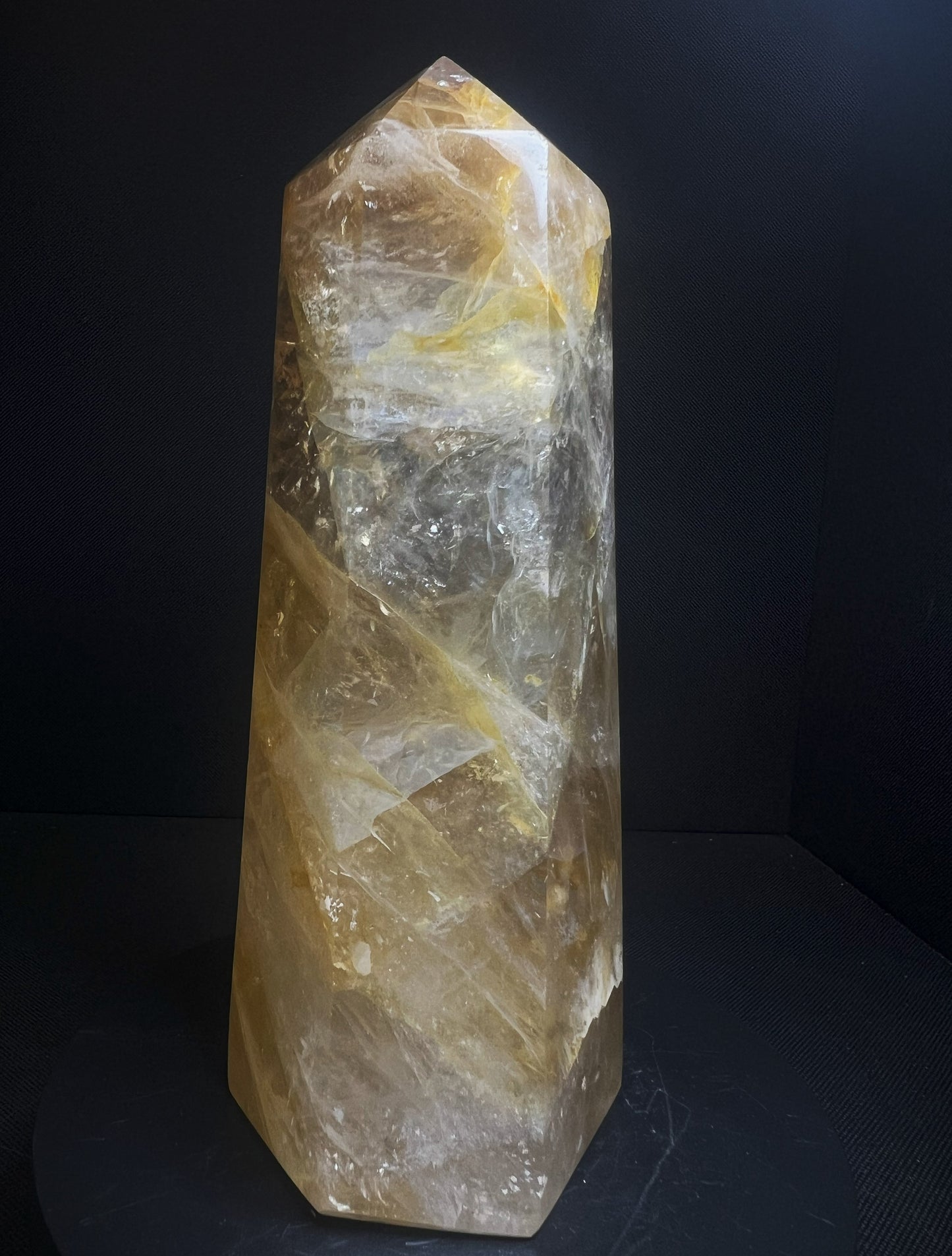 Outstanding Golden Healer Quartz Tower Point Prism Free Standing Perfect Gift Statement Piece From Madagascar