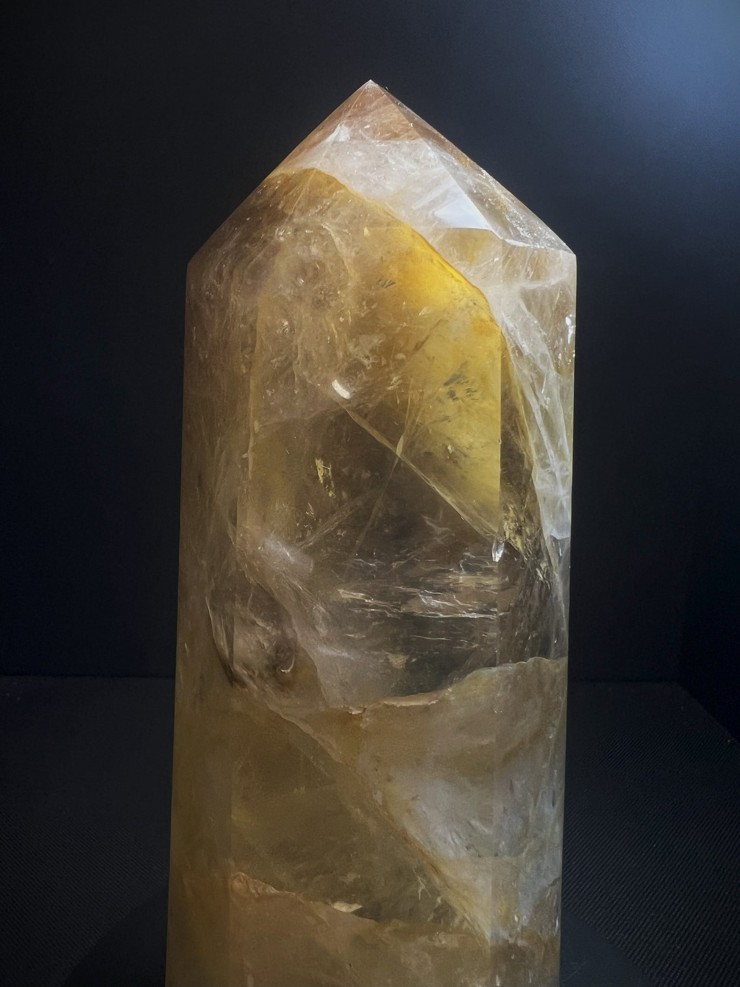 Outstanding Golden Healer Quartz Tower Point Prism Free Standing Perfect Gift Statement Piece From Madagascar