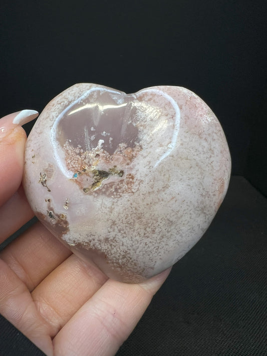Flower Agate Heart, Gift, Crystal