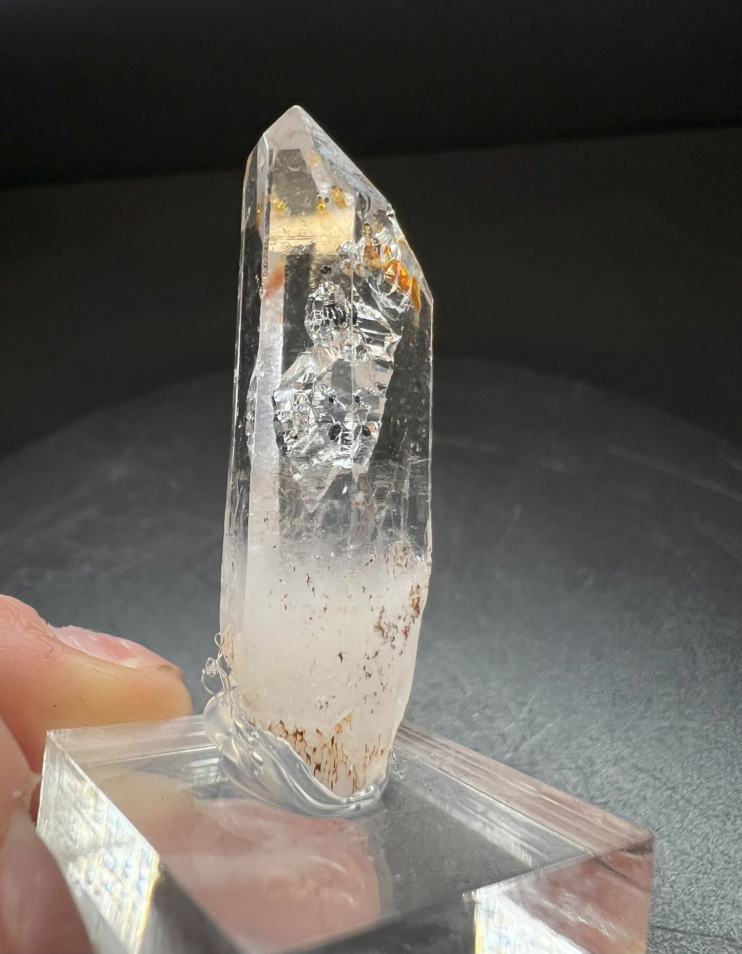 Elestial Clear Quartz With Petrol Inclusions from Madagascar Collectors Piece Statement Piece Home Decor