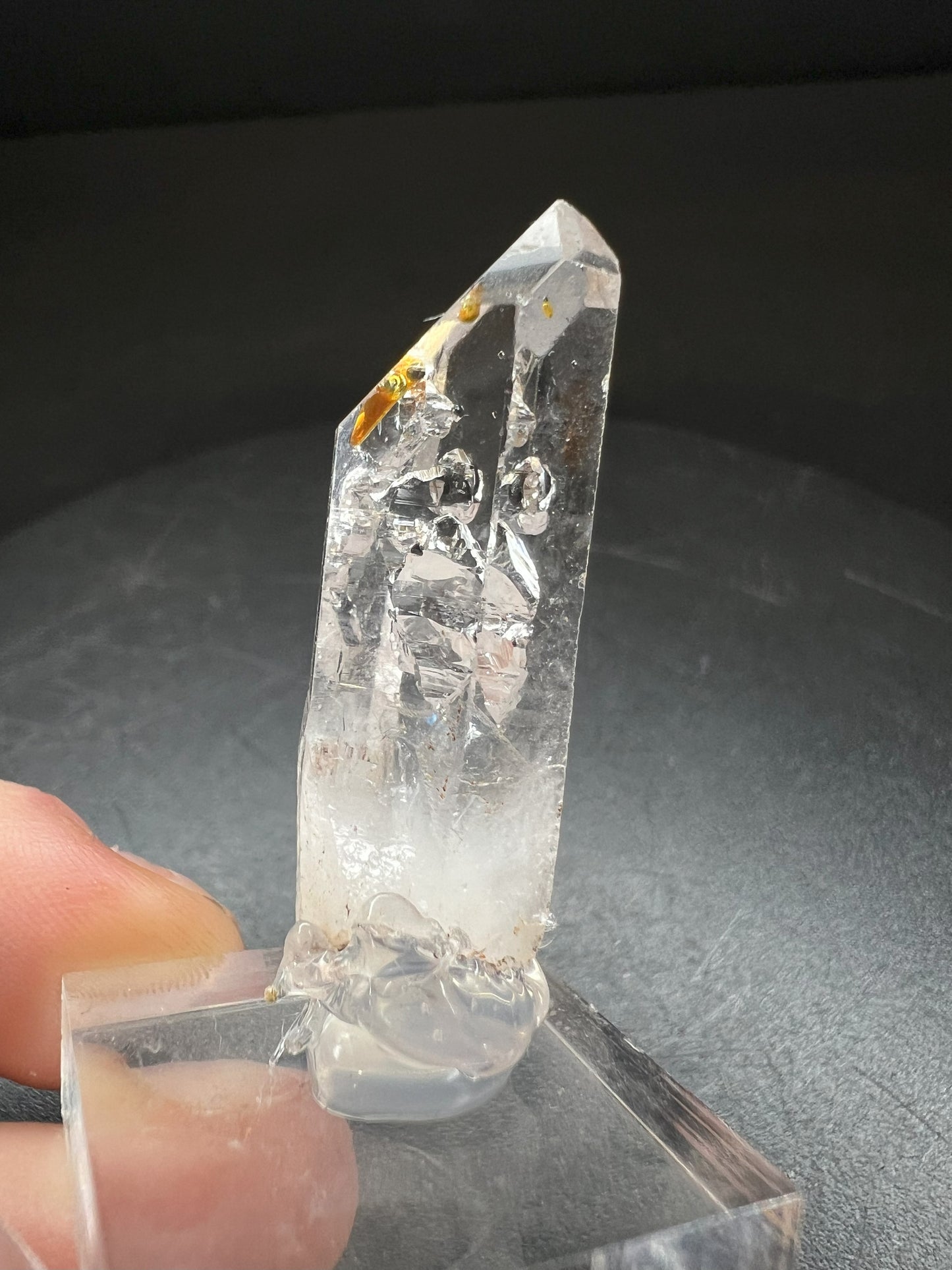 Elestial Clear Quartz With Petrol Inclusions from Madagascar Collectors Piece Statement Piece Home Decor