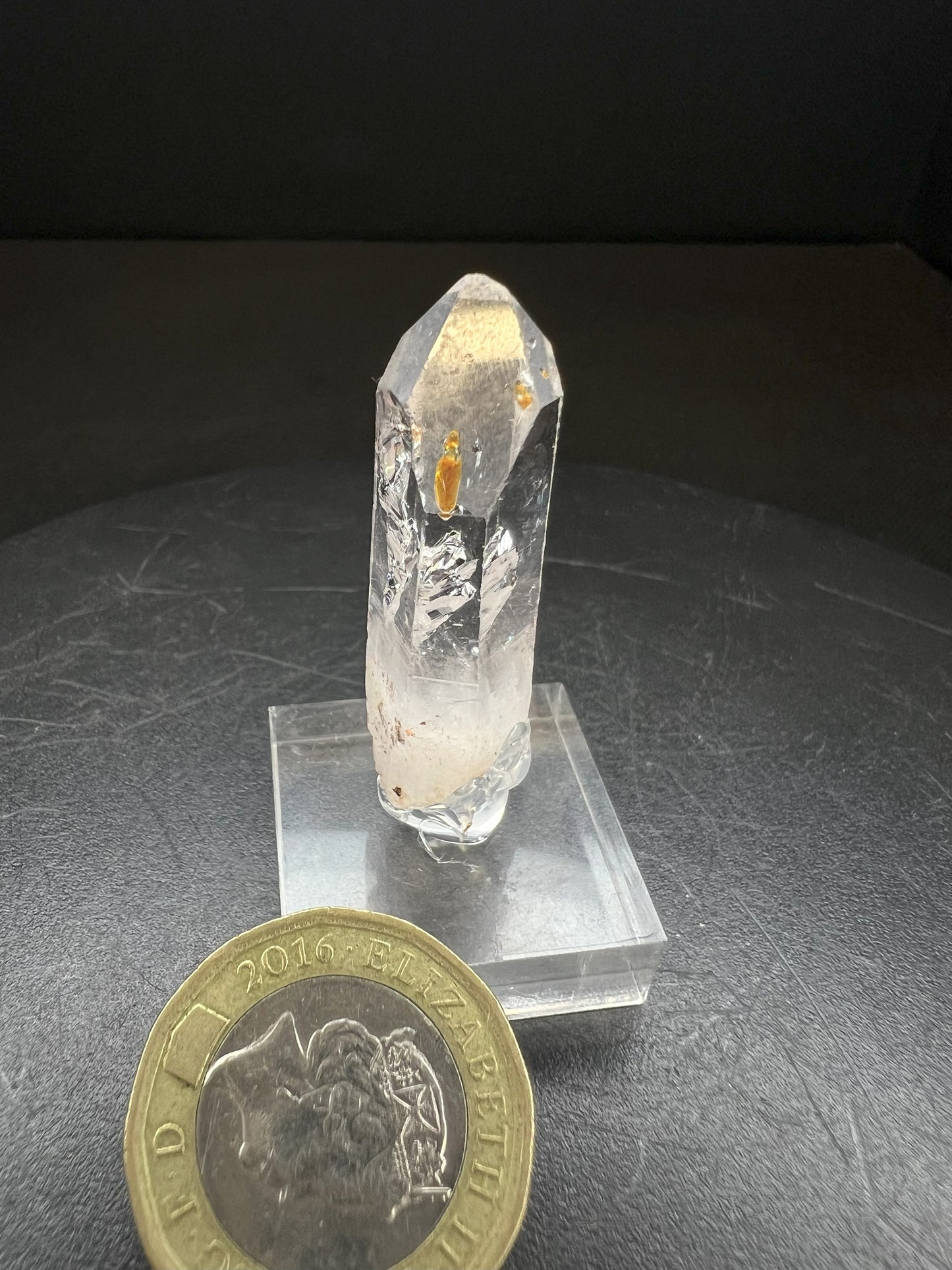 Elestial Clear Quartz With Petrol Inclusions from Madagascar Collectors Piece Statement Piece Home Decor