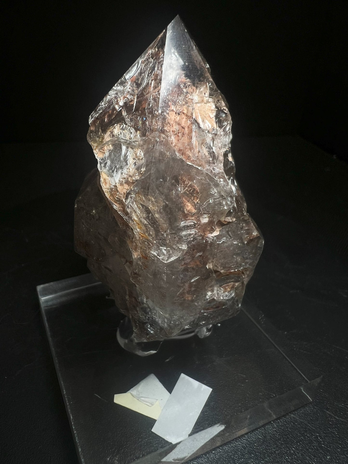 Rare Natural Exceptional Elestial Window Clay Inclusion Quartz From Madagascar Collectors Piece Home Décor Statement Piece