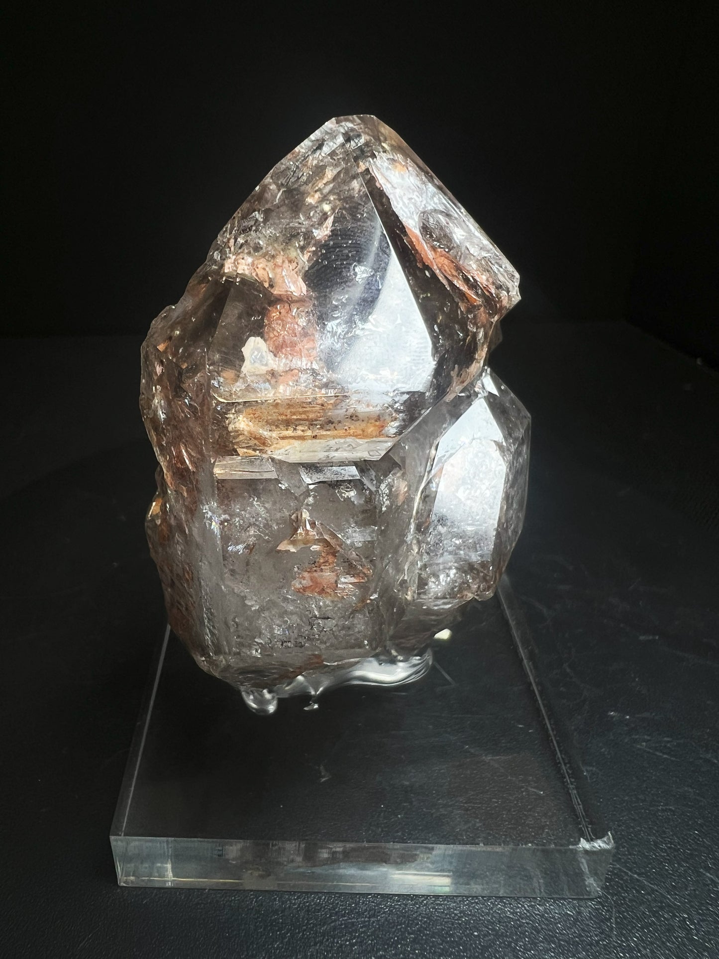 Rare Natural Exceptional Elestial Window Clay Inclusion Quartz From Madagascar Collectors Piece Home Décor Statement Piece