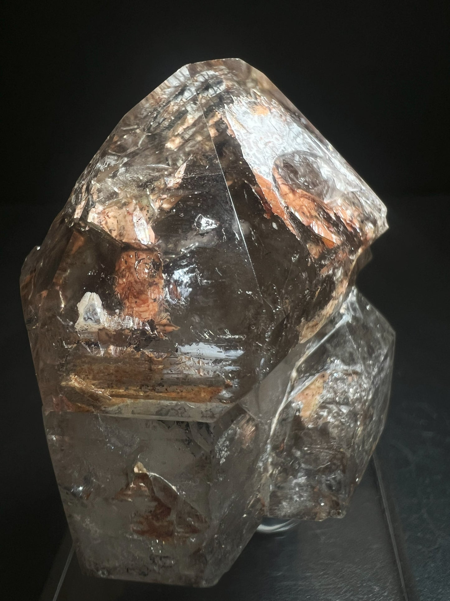 Rare Natural Exceptional Elestial Window Clay Inclusion Quartz From Madagascar Collectors Piece Home Décor Statement Piece