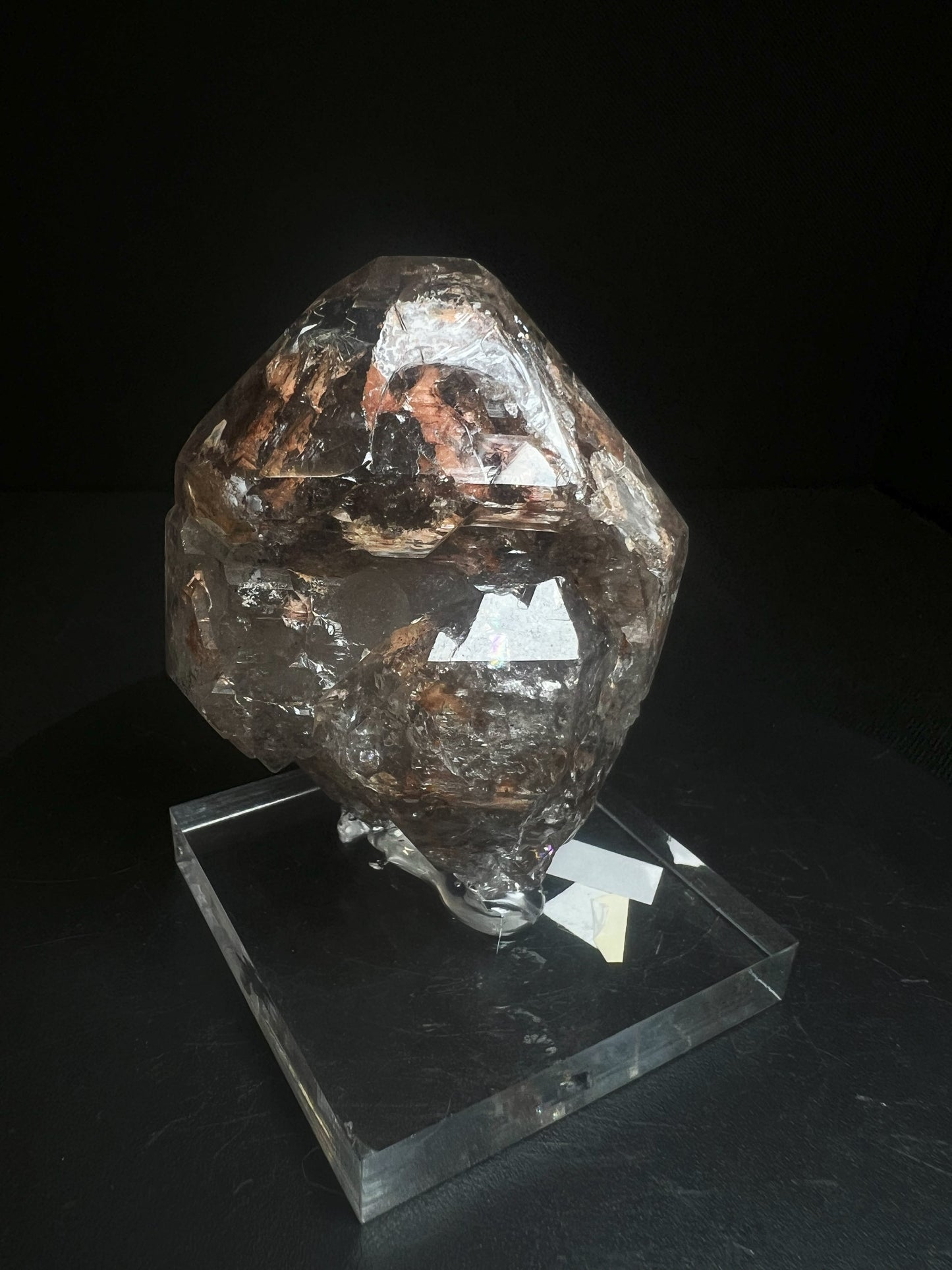 Rare Natural Exceptional Elestial Window Clay Inclusion Quartz From Madagascar Collectors Piece Home Décor Statement Piece