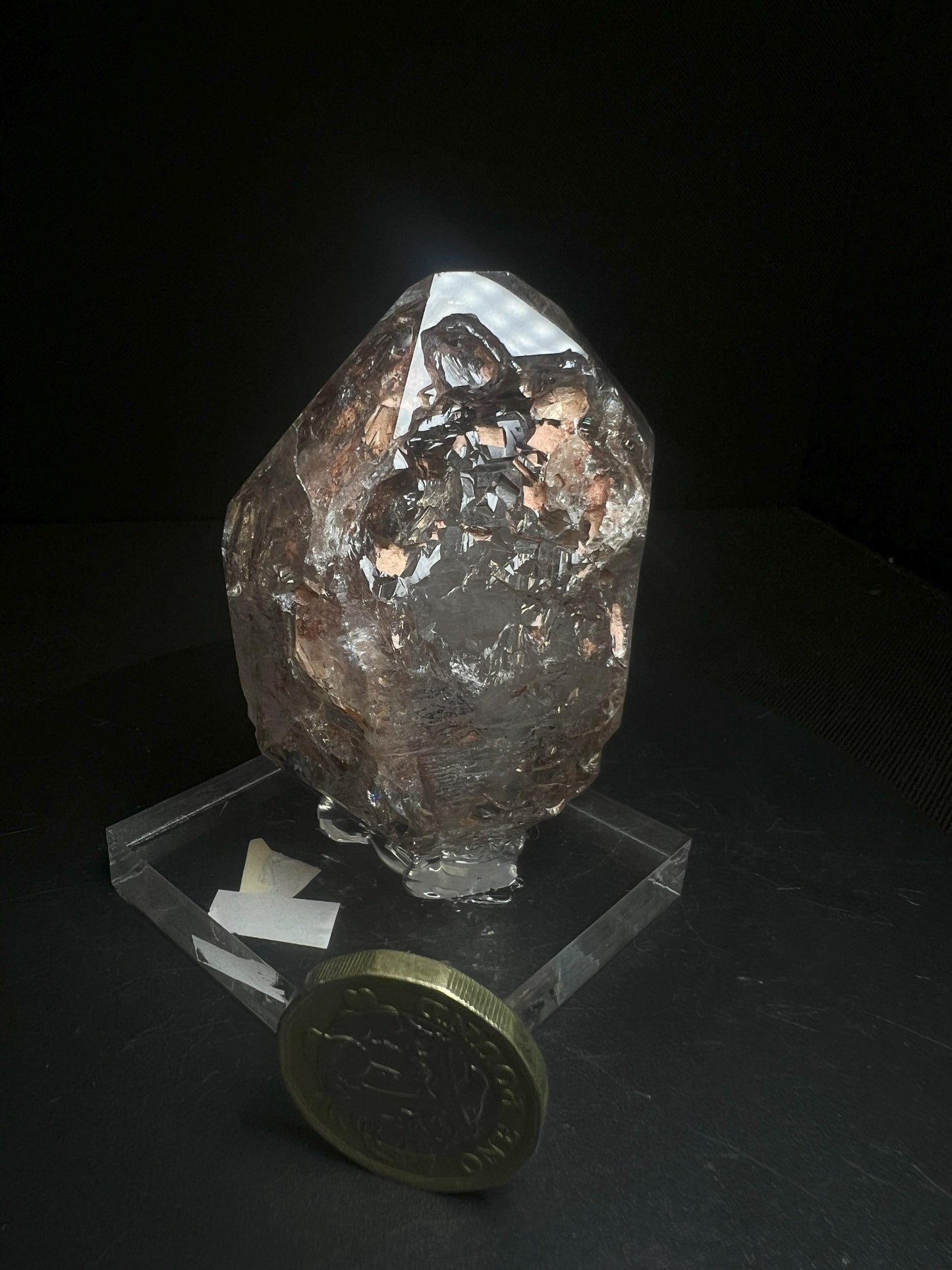 Rare Natural Exceptional Elestial Window Clay Inclusion Quartz From Madagascar Collectors Piece Home Décor Statement Piece