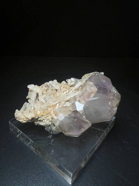 Rare Natural Elestial Amethyst/ Clear Quartz Cluster from Madagascar Collectors Piece