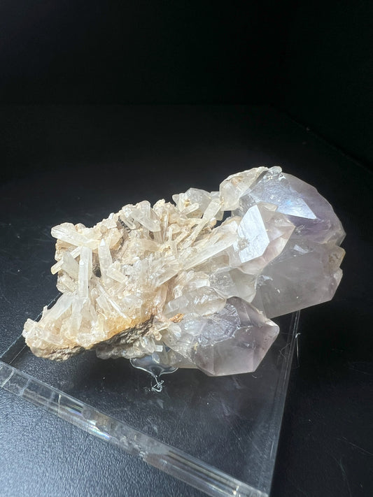 Rare Natural Elestial Amethyst/ Clear Quartz Cluster from Madagascar Collectors Piece