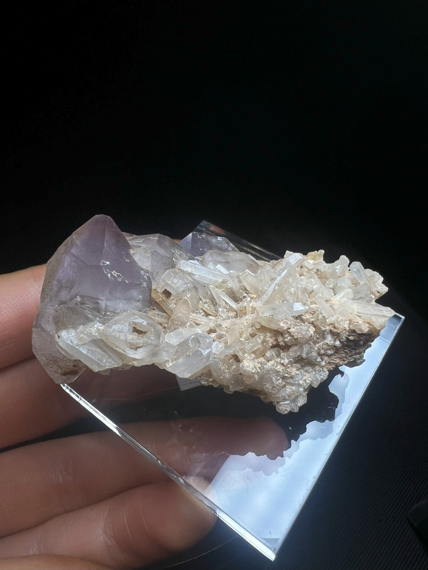 Rare Natural Elestial Amethyst/ Clear Quartz Cluster from Madagascar Collectors Piece
