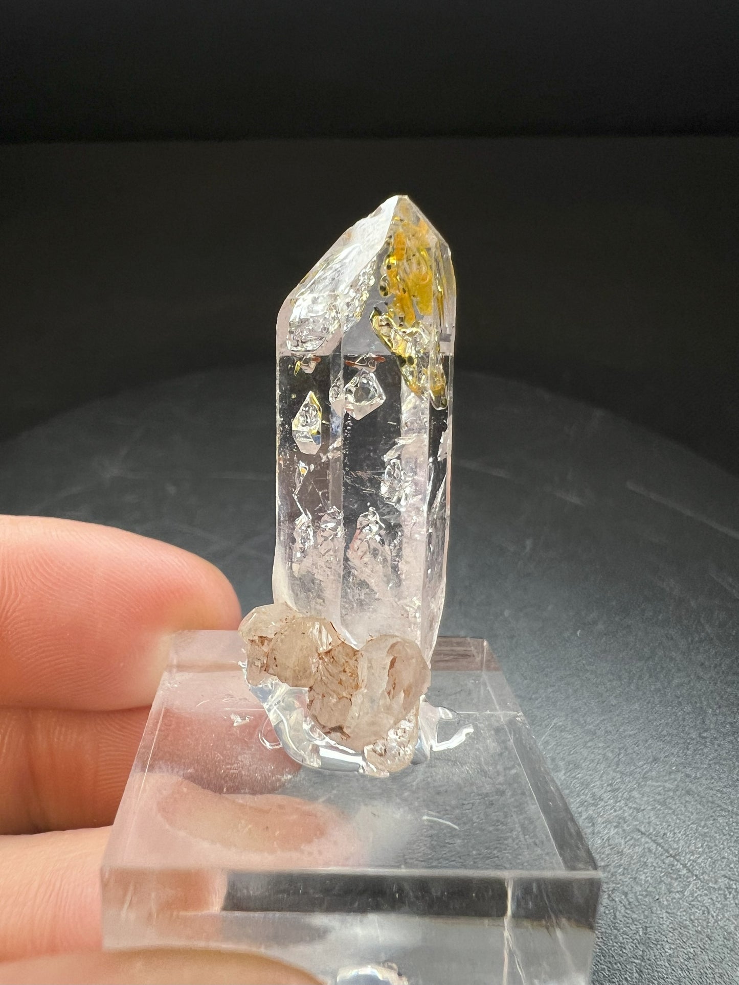 Elestial Clear Quartz With Petrol Inclusions from Madagascar Collectors Piece Statement Piece Home Decor