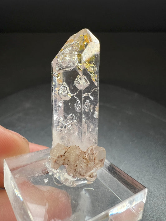 Elestial Clear Quartz With Petrol Inclusions from Madagascar Collectors Piece Statement Piece Home Decor