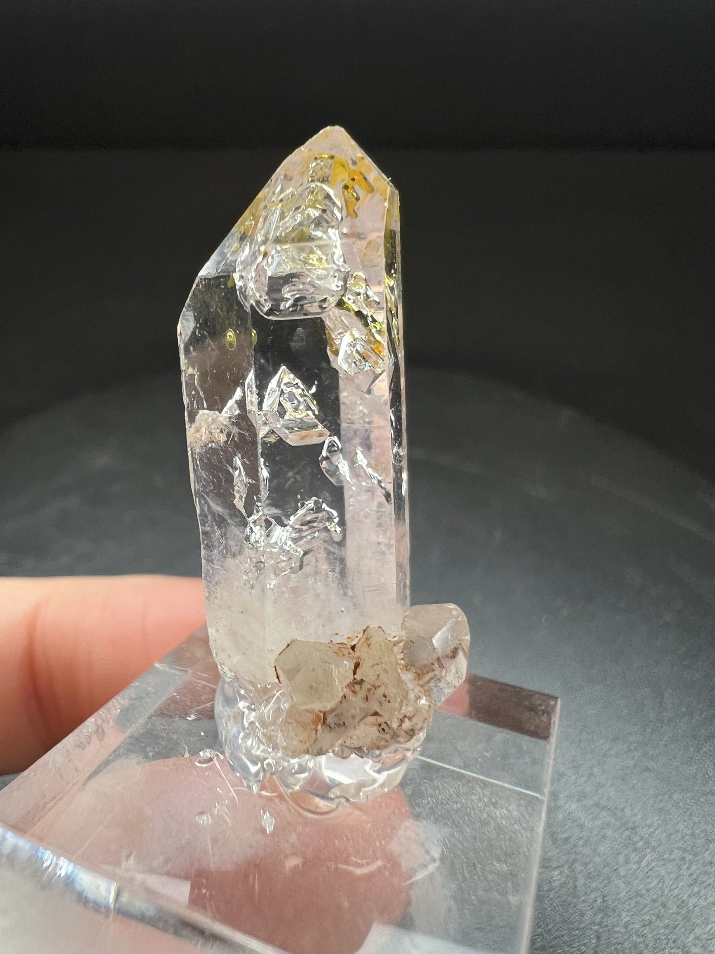Elestial Clear Quartz With Petrol Inclusions from Madagascar Collectors Piece Statement Piece Home Decor