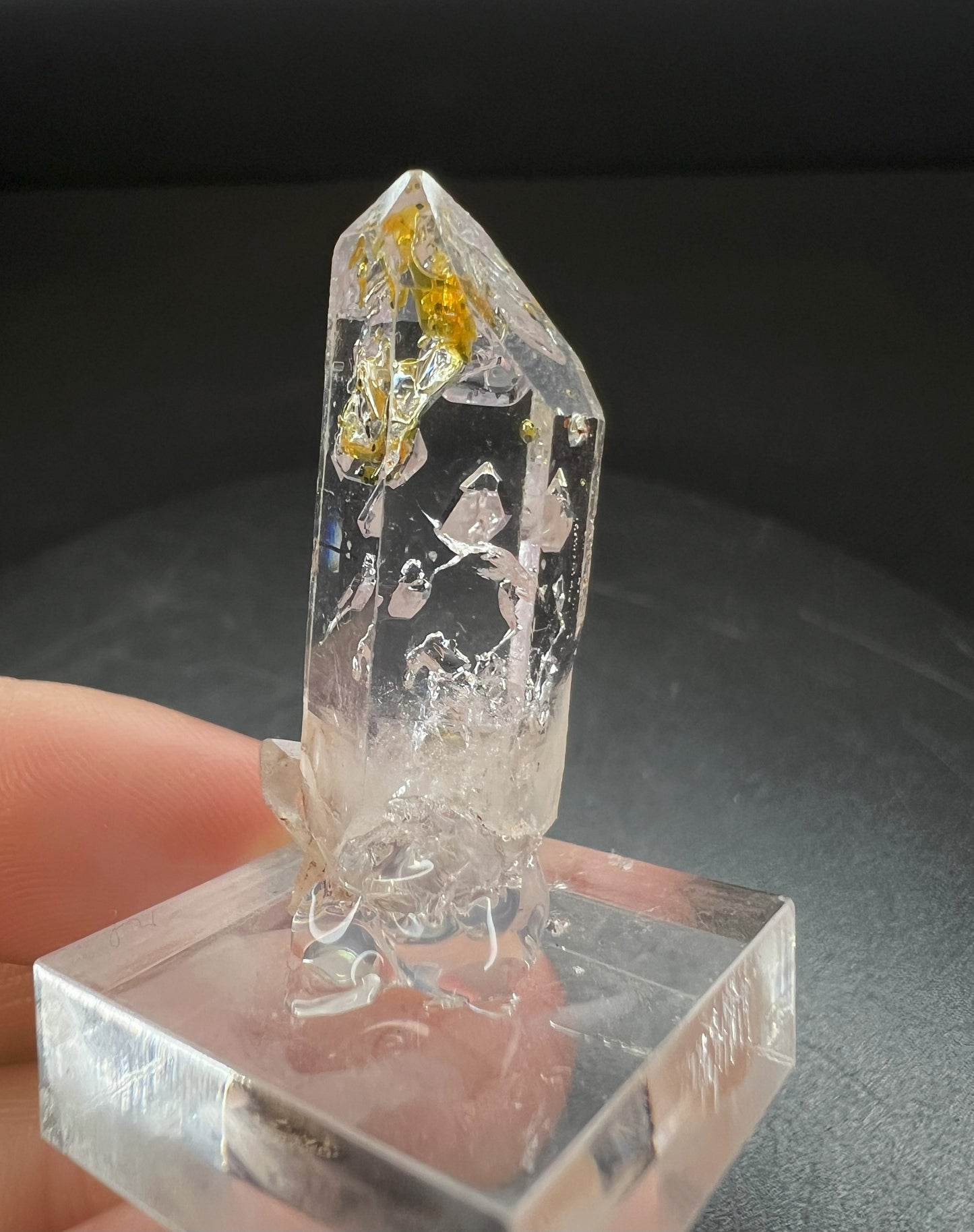 Elestial Clear Quartz With Petrol Inclusions from Madagascar Collectors Piece Statement Piece Home Decor