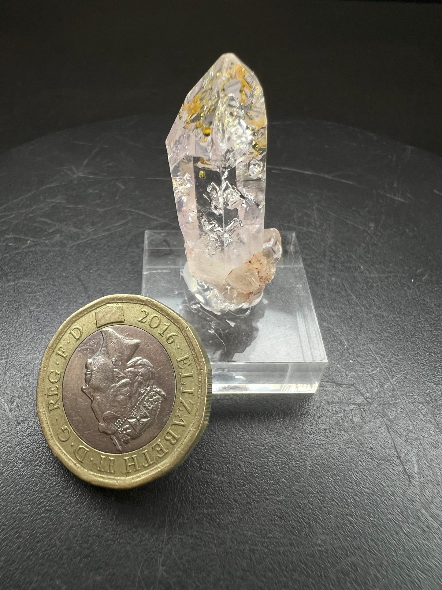 Elestial Clear Quartz With Petrol Inclusions from Madagascar Collectors Piece Statement Piece Home Decor