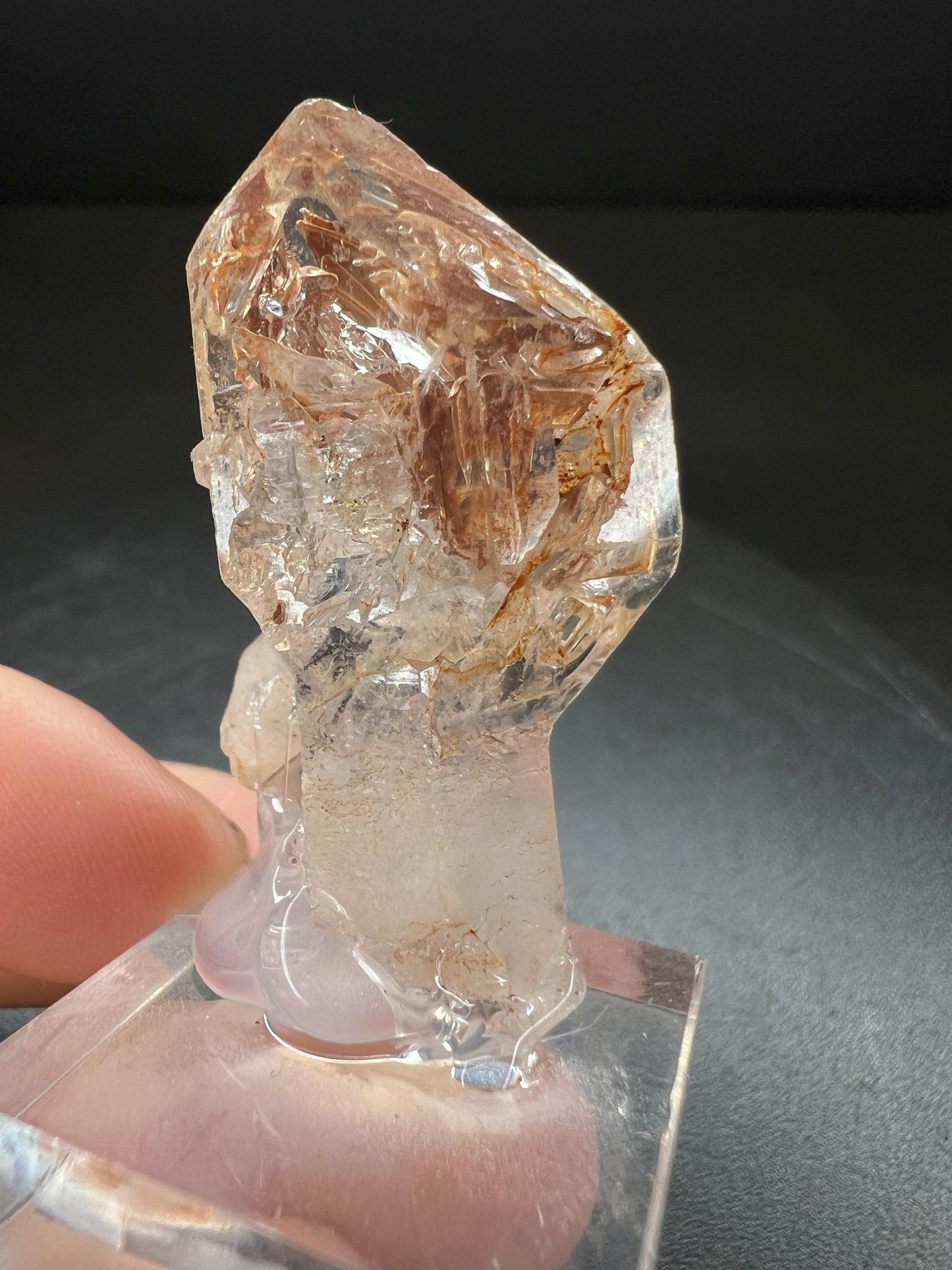 Elestial Clear Quartz With Clay Inclusions Sceptre from Madagascar Collectors Piece Statement Piece Home Decor