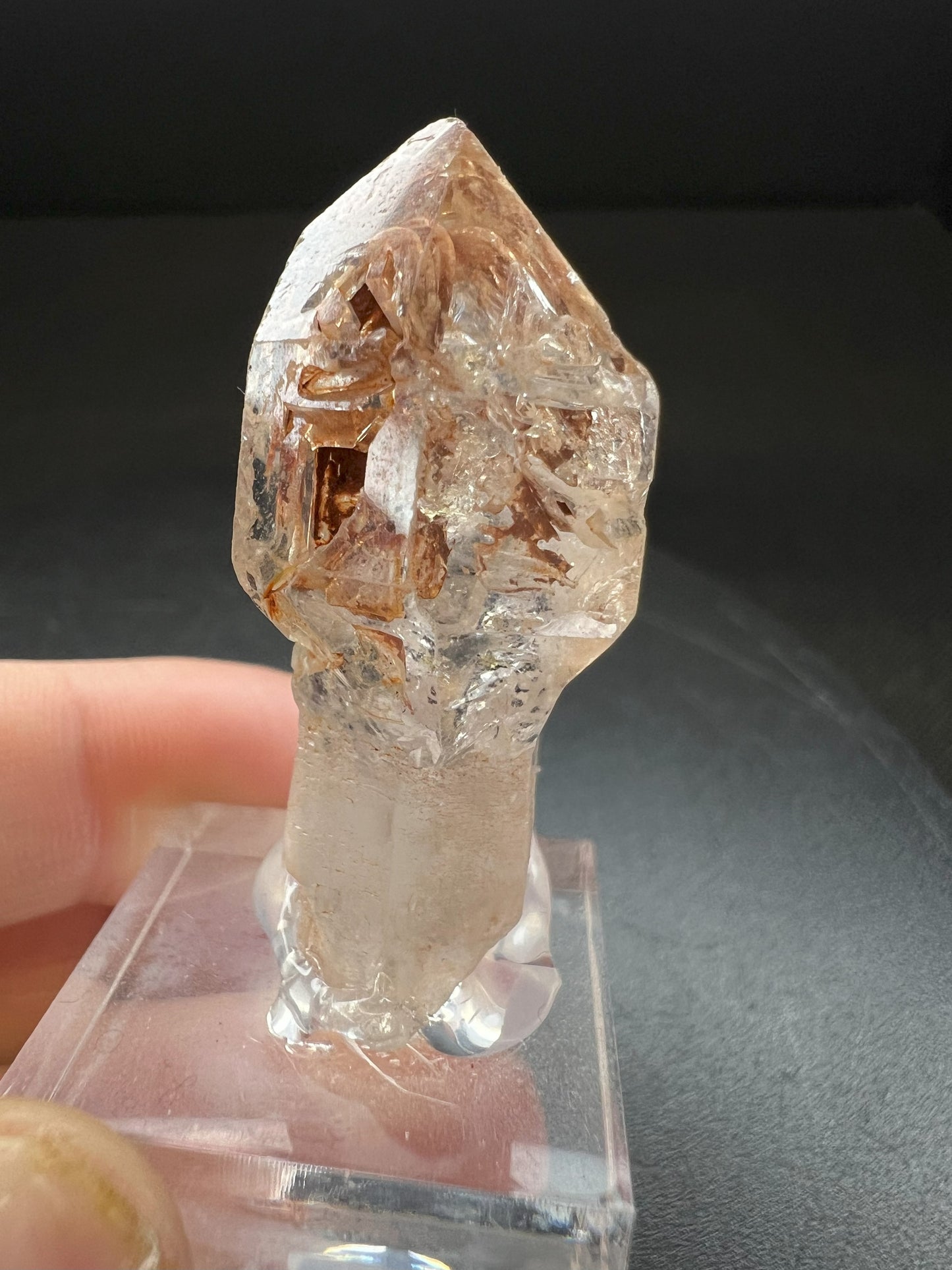 Elestial Clear Quartz With Clay Inclusions Sceptre from Madagascar Collectors Piece Statement Piece Home Decor