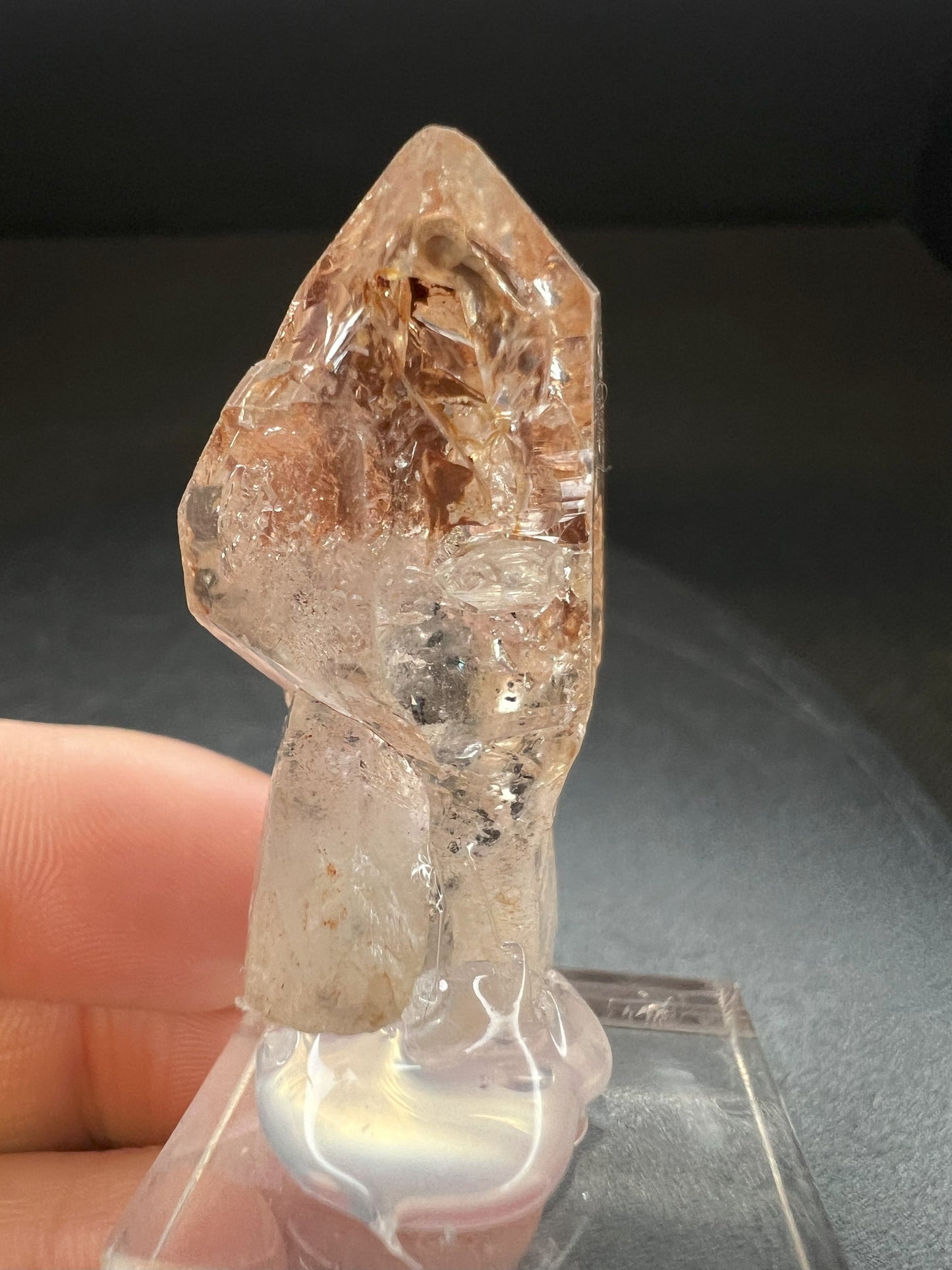 Elestial Clear Quartz With Clay Inclusions Sceptre from Madagascar Collectors Piece Statement Piece Home Decor