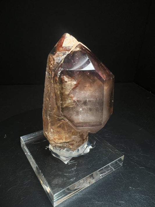 Rare Natural Exceptional Elestial Clear Quartz Point Amethyst Sceptre Attached from Madagascar Collectors Piece Statement Piece Home decor