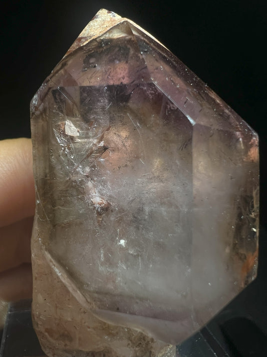 Rare Natural Exceptional Elestial Clear Quartz Point Amethyst Sceptre Attached from Madagascar Collectors Piece Statement Piece Home decor