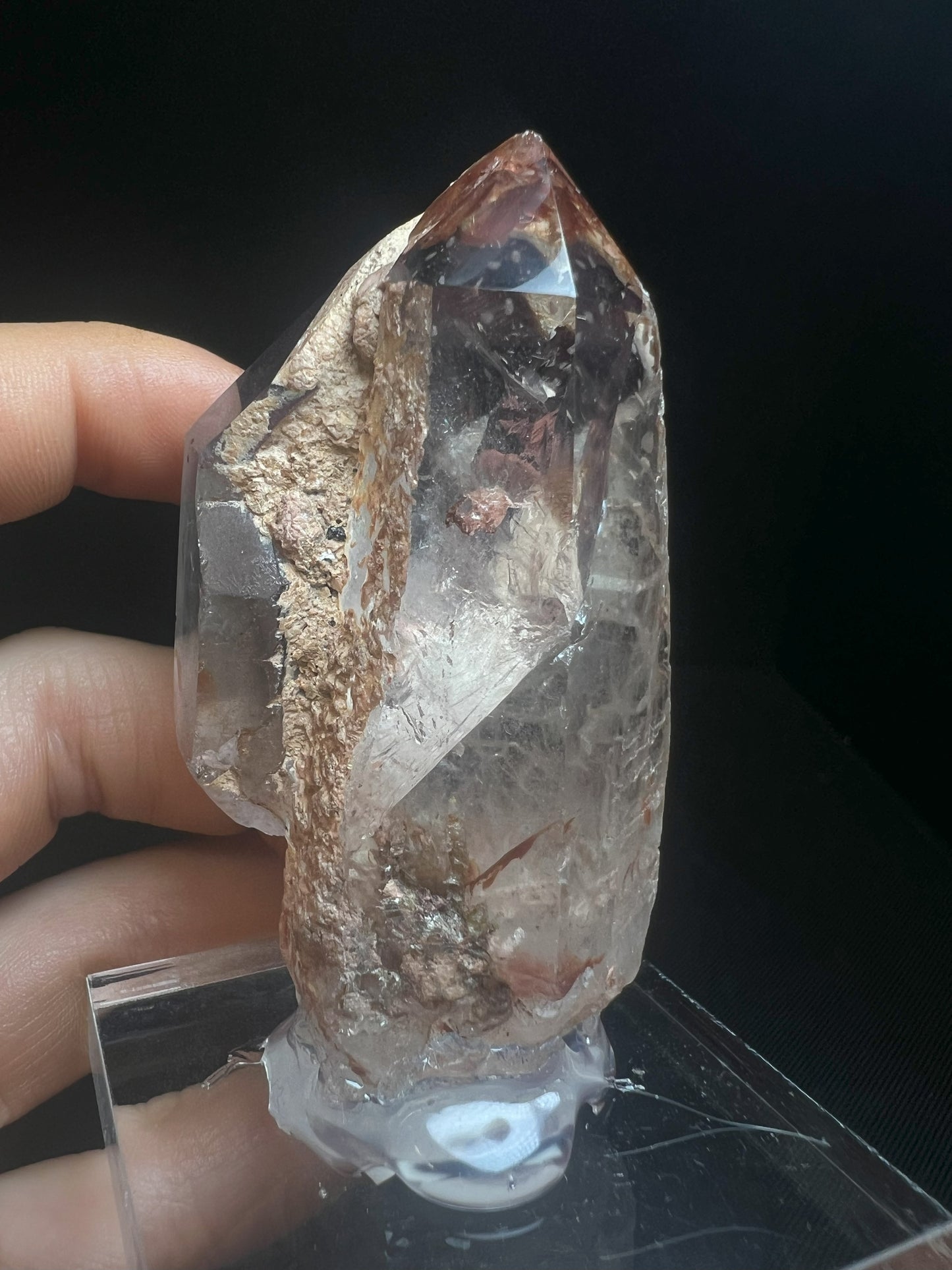 Rare Natural Exceptional Elestial Clear Quartz Point Amethyst Sceptre Attached from Madagascar Collectors Piece Statement Piece Home decor