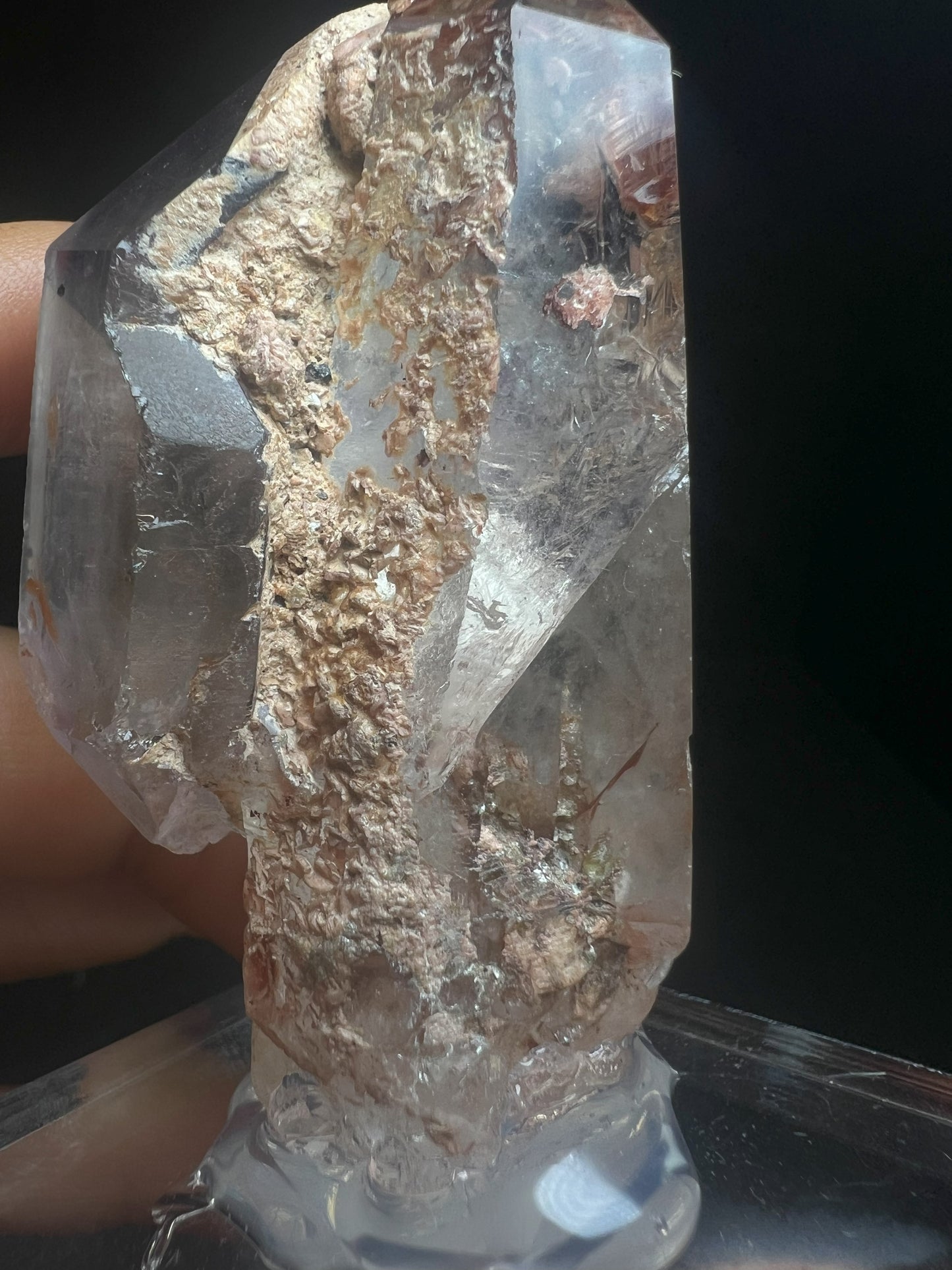 Rare Natural Exceptional Elestial Clear Quartz Point Amethyst Sceptre Attached from Madagascar Collectors Piece Statement Piece Home decor