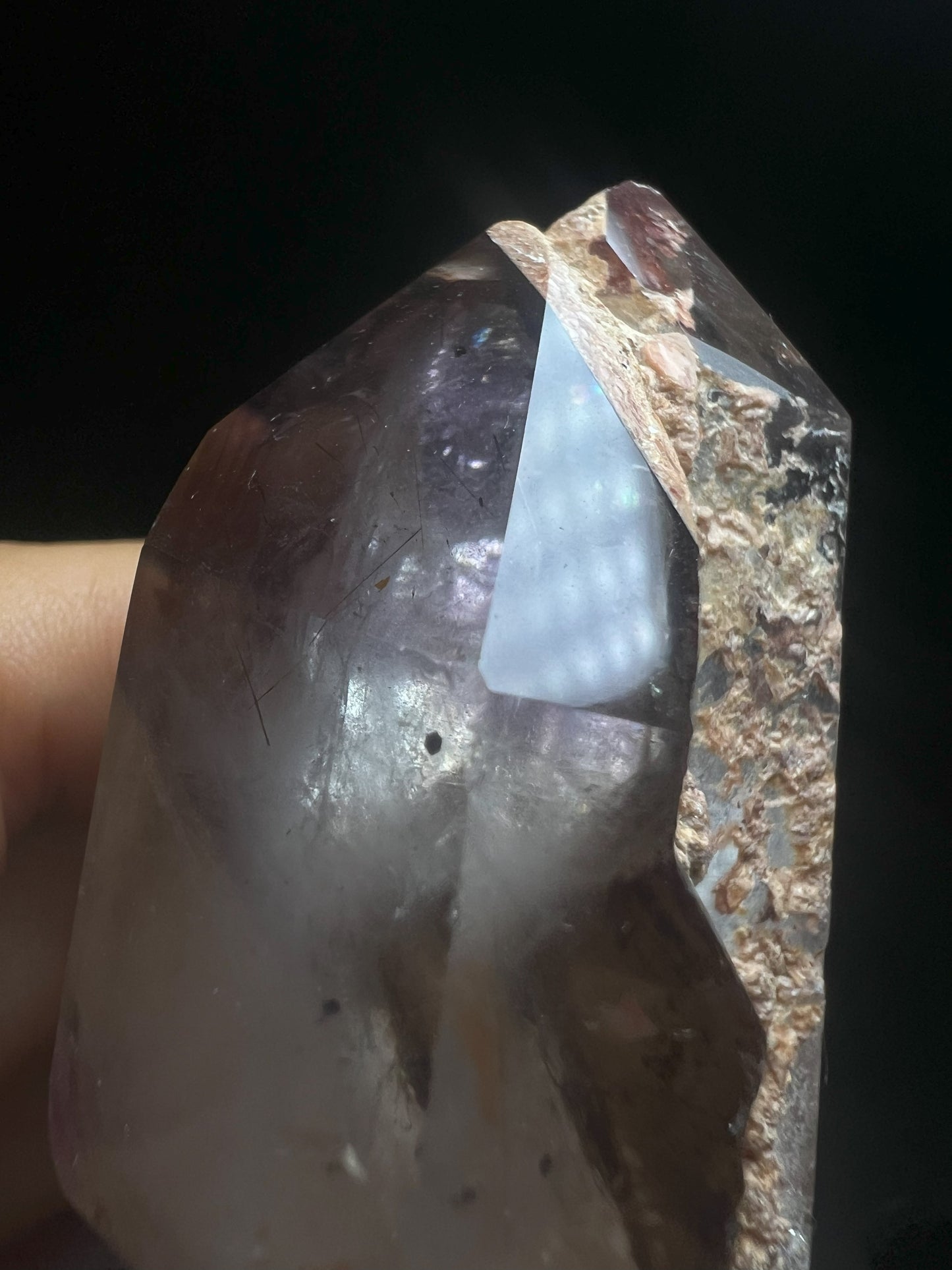 Rare Natural Exceptional Elestial Clear Quartz Point Amethyst Sceptre Attached from Madagascar Collectors Piece Statement Piece Home decor