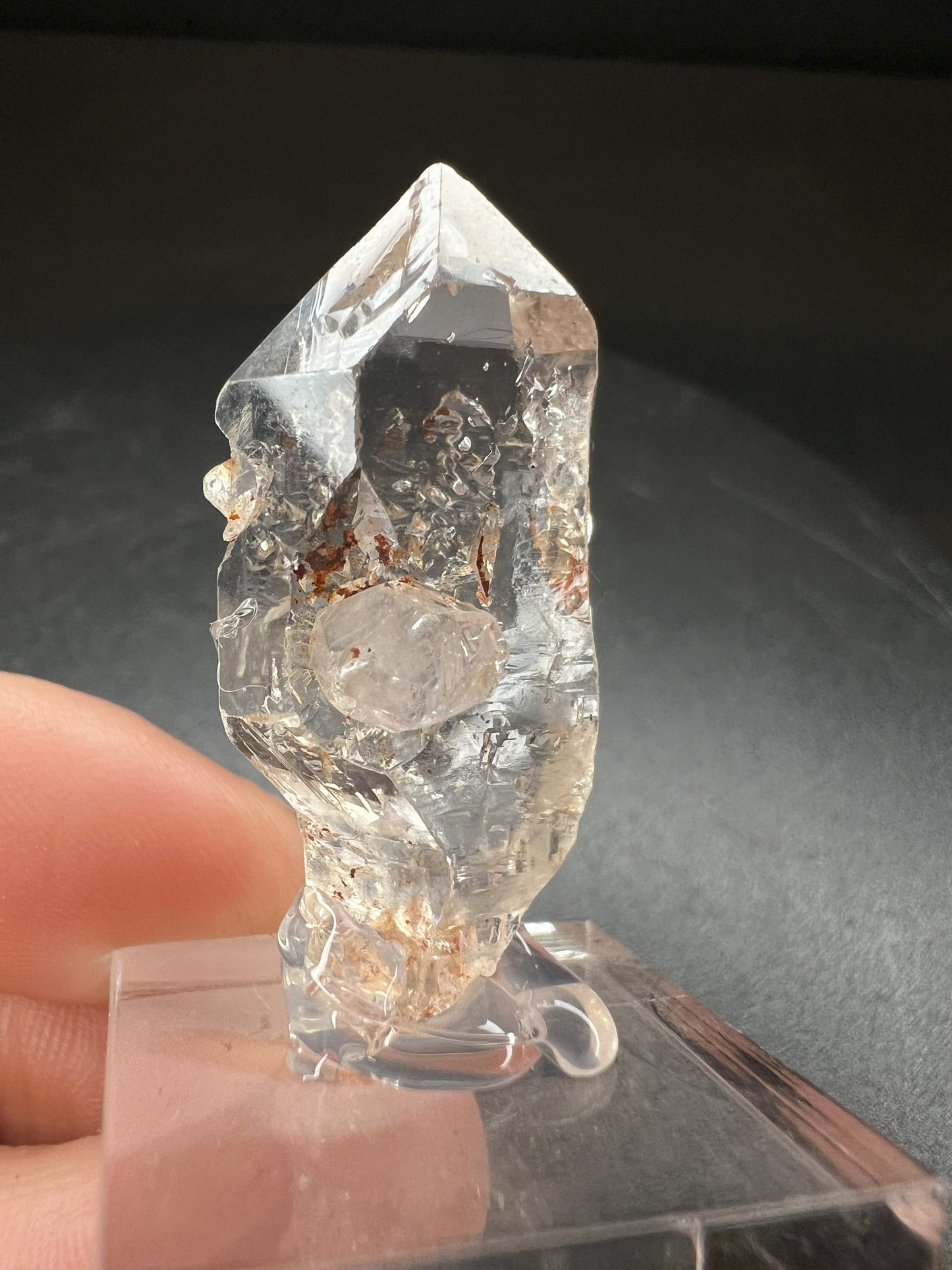 Elestial Clear Quartz with Petrol Inclusions Sceptre from Madagascar Collectors Piece Statement Piece Home Decor