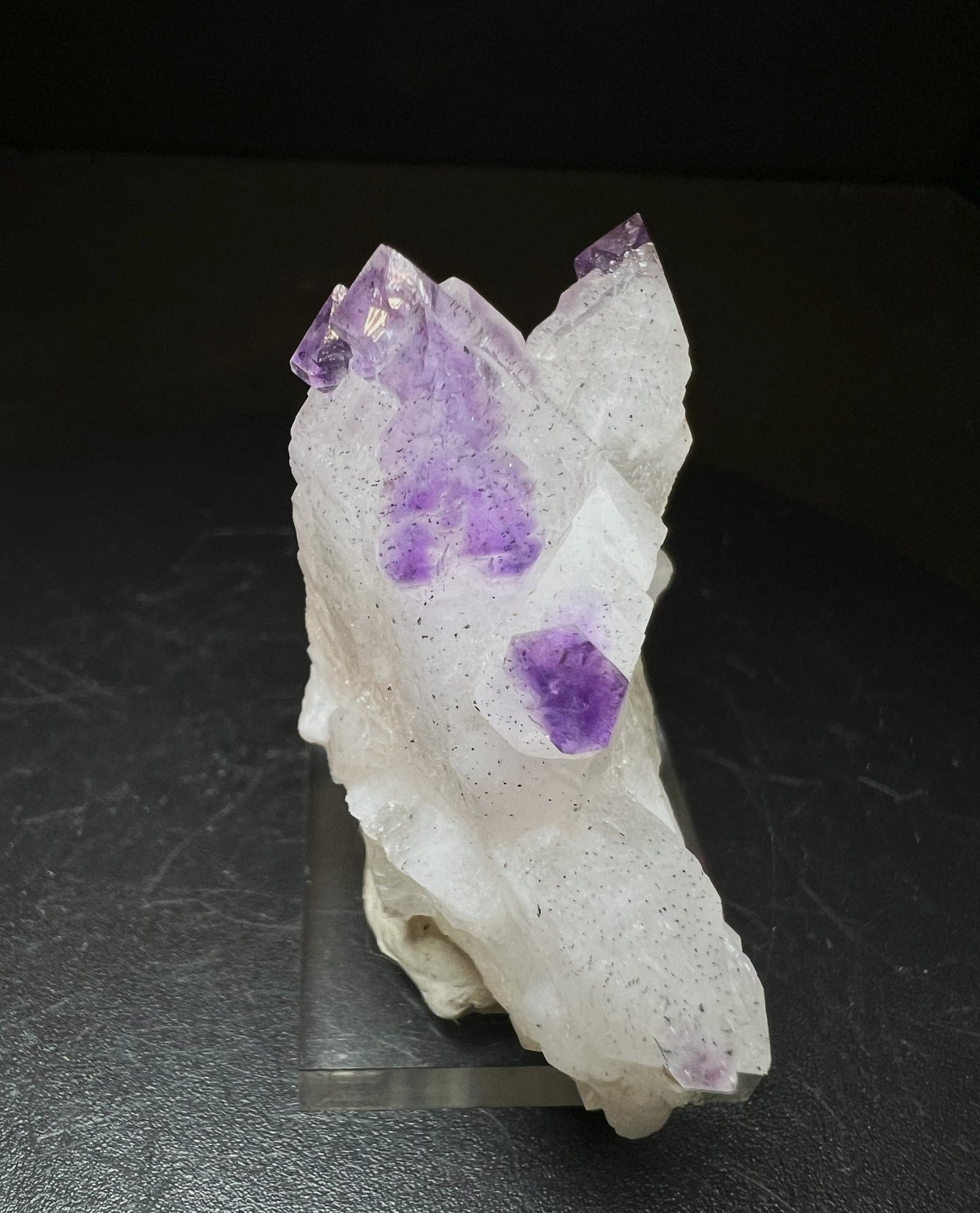 Stunning Amethyst Growths On Japanese Twin Law Quartz From Madagascar- Collectors Piece, Gift, Home Décor