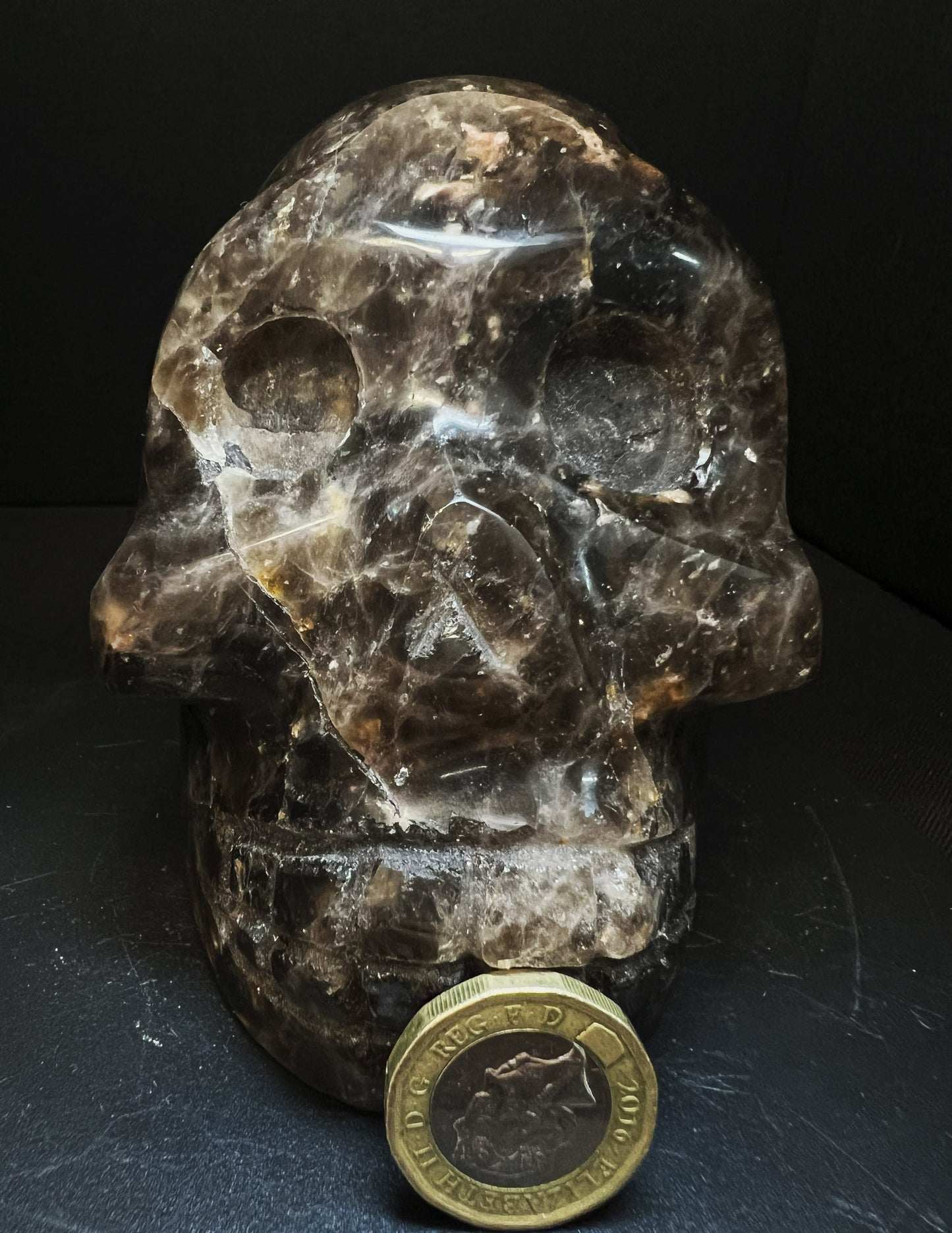 Morion/ Smoky Quartz Skull Collectors Piece Home Décor Statement Piece