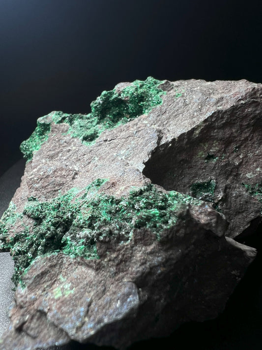 Rare Mineral Brochantite On Matrix From Morocco Unusual To See this Size