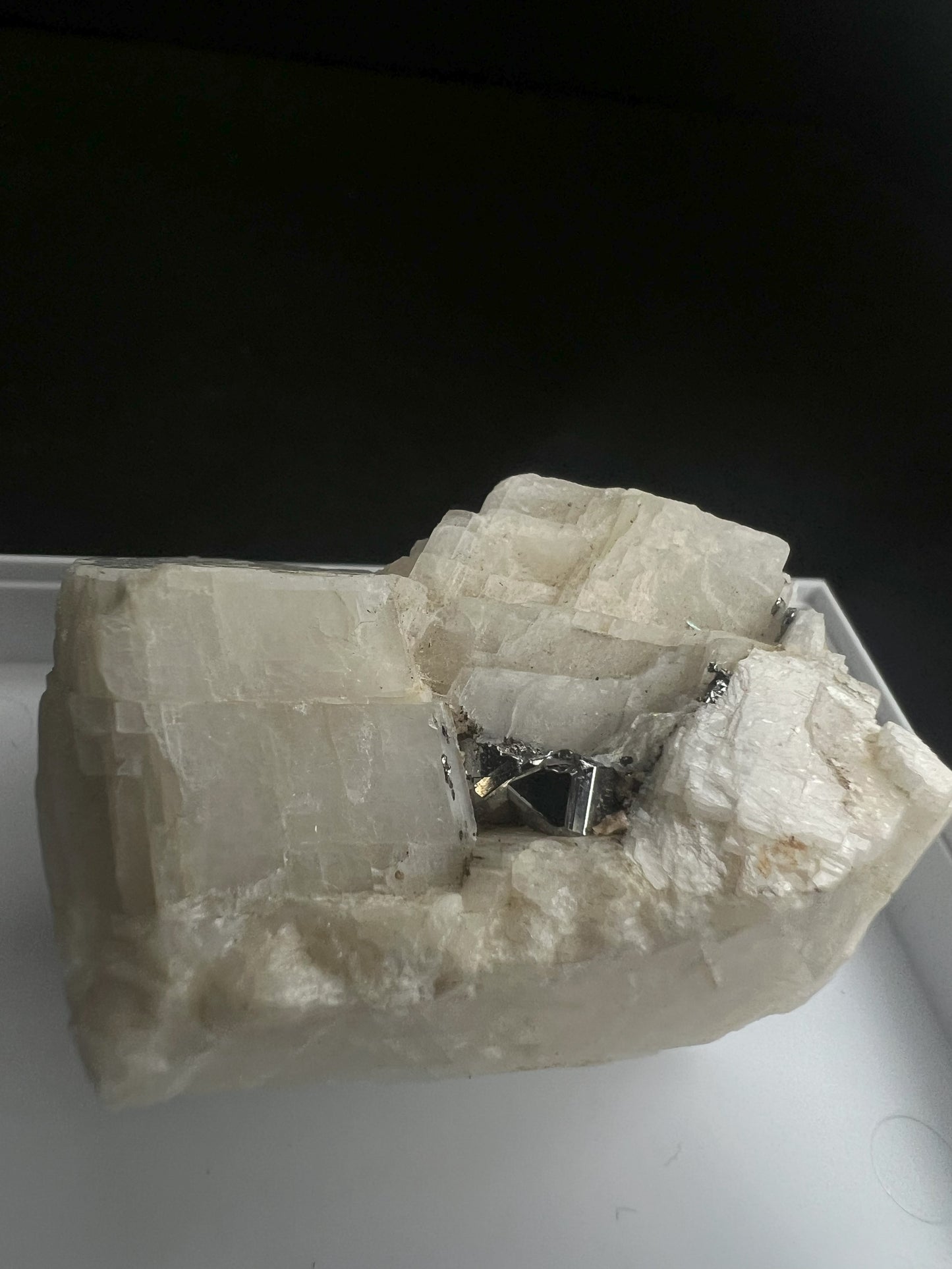 Carrollite In Calcite From The Congo (Box Included) Collectors Piece, Home Décor