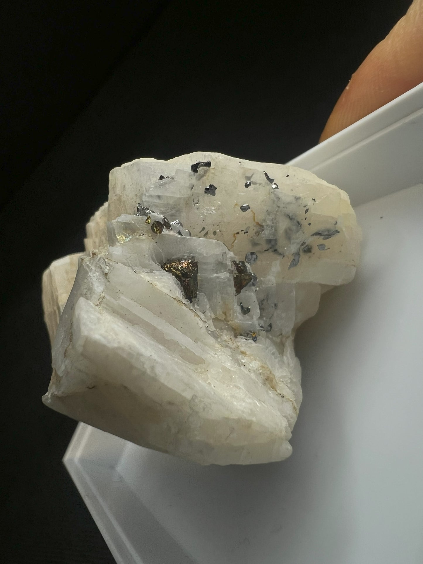 Carrollite In Calcite From The Congo (Box Included) Collectors Piece, Home Décor