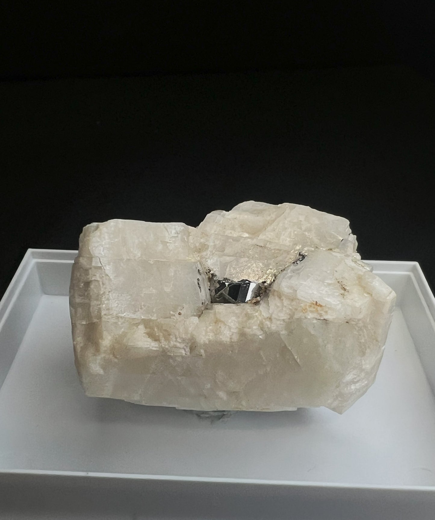 Carrollite In Calcite From The Congo (Box Included) Collectors Piece, Home Décor