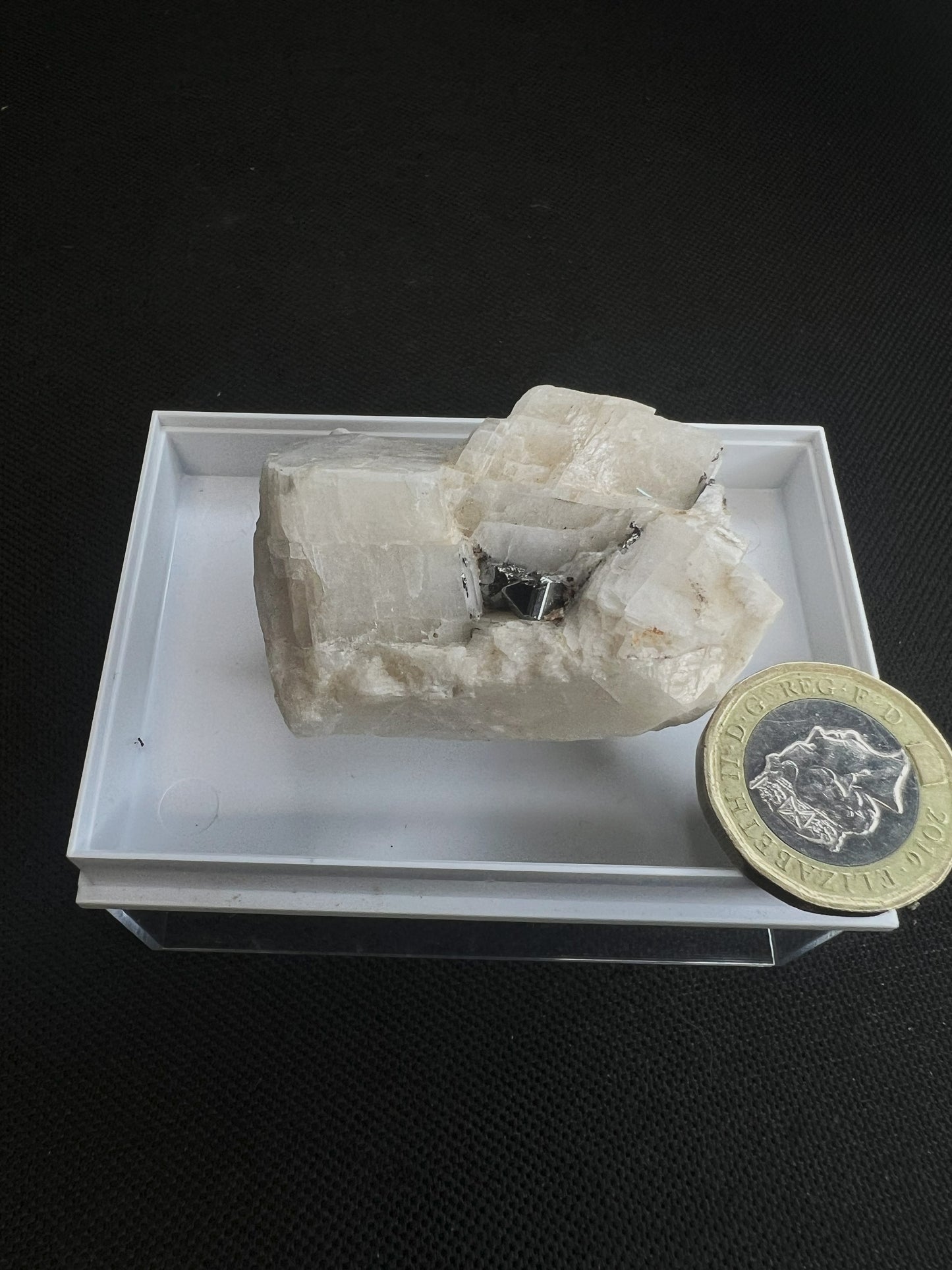 Carrollite In Calcite From The Congo (Box Included) Collectors Piece, Home Décor